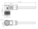 Conector Hembra angulo M12, 4 pines, 2mts