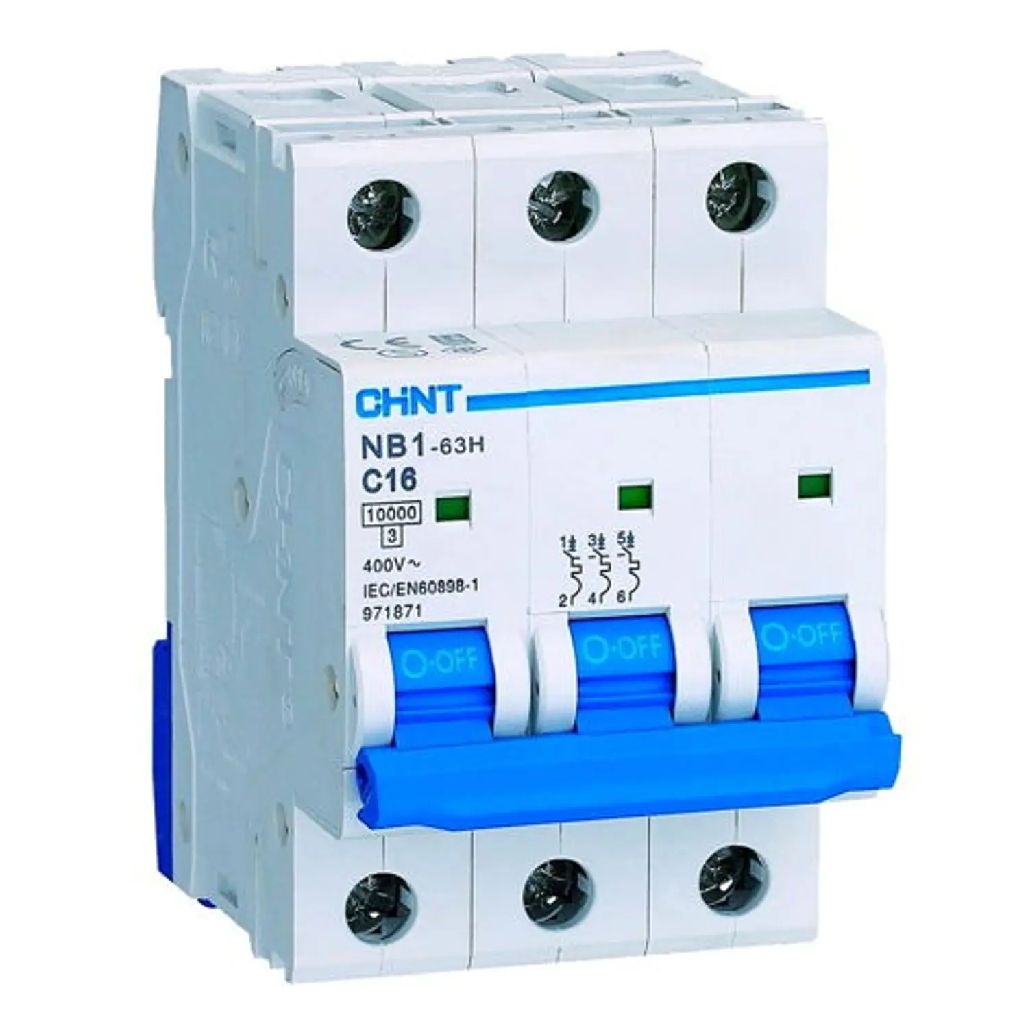 Interruptor industrial 3Px63A 10kA Curva D , IEC60947-2 - CHINT - 07037363CH
