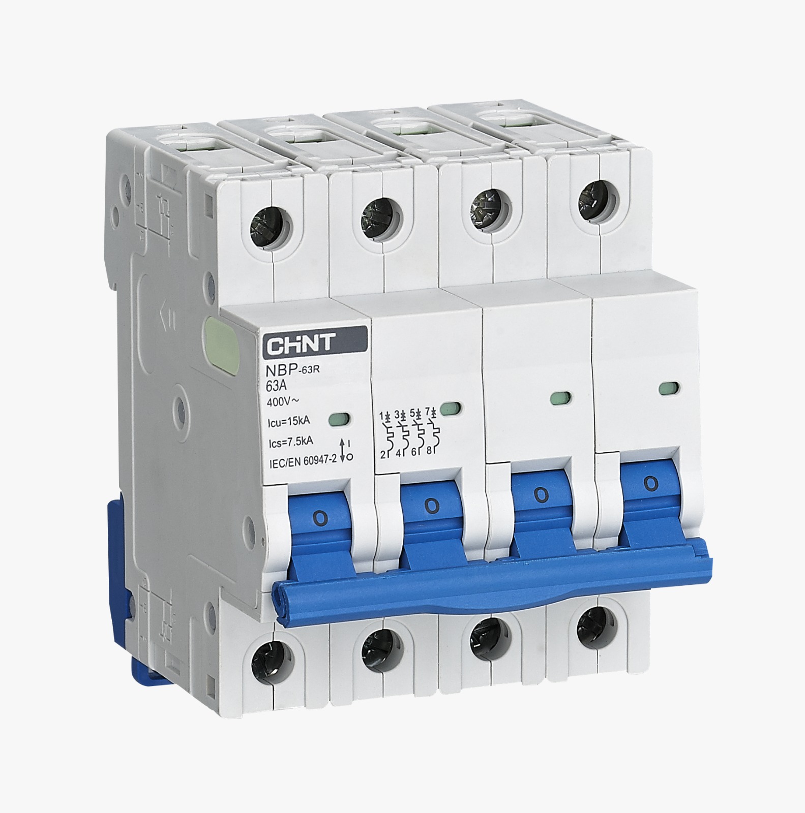 Interruptor MCB 4Px10A 15kA Curva C  IEC60947 - CHINT - 07030410CH