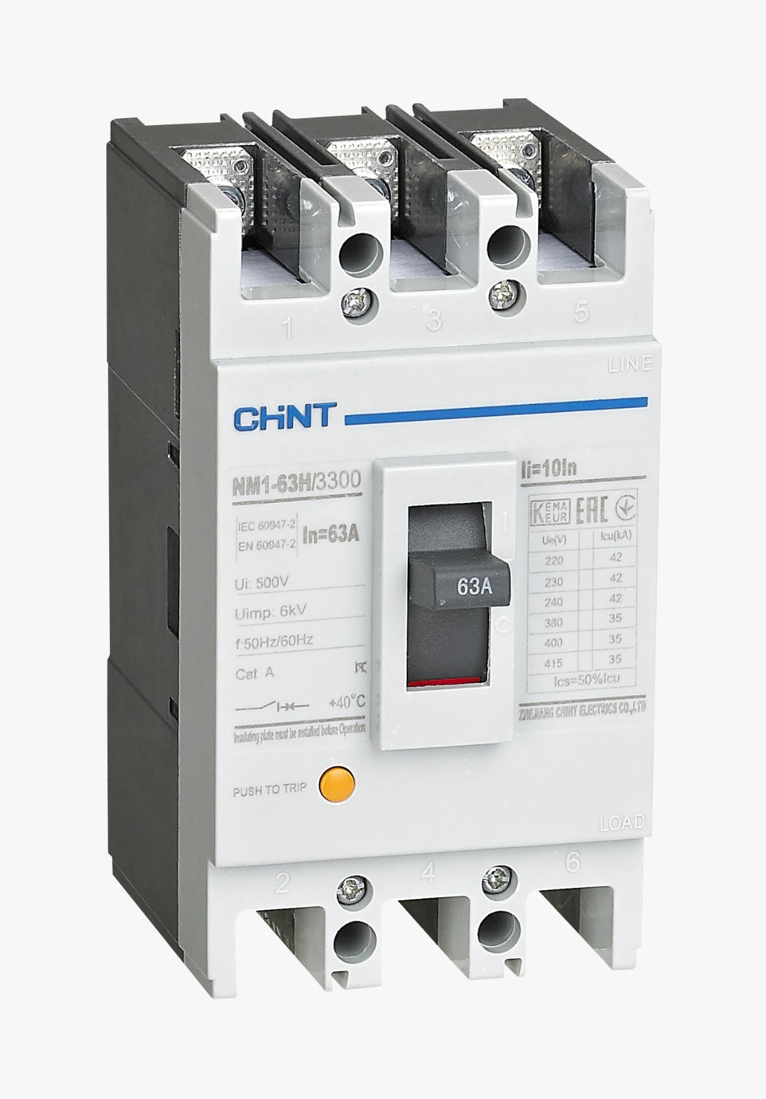 Interruptor fijo NM1-63S 3Px63A 15kA - CHINT - 072131263CH