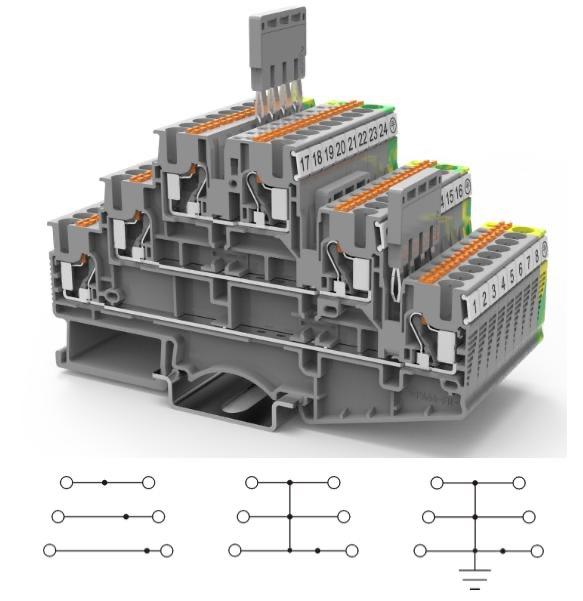 Borne Push In tres pisos 2.5mm DS2.5-3L - Degson