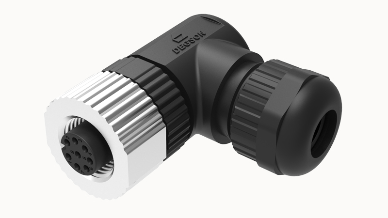 Conector Circular M12 Degson, Hembra 90º, 5 Pines