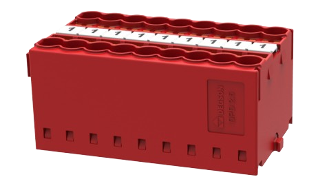 Repartidor Push in 18 Polos 2.5mm Rojo Riel din - Degson